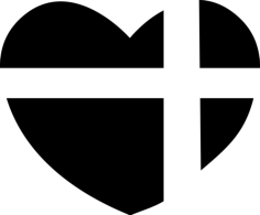 Heart With A Cross Of Present Ribbon Stencil Svg Vector, Free Vectors File
